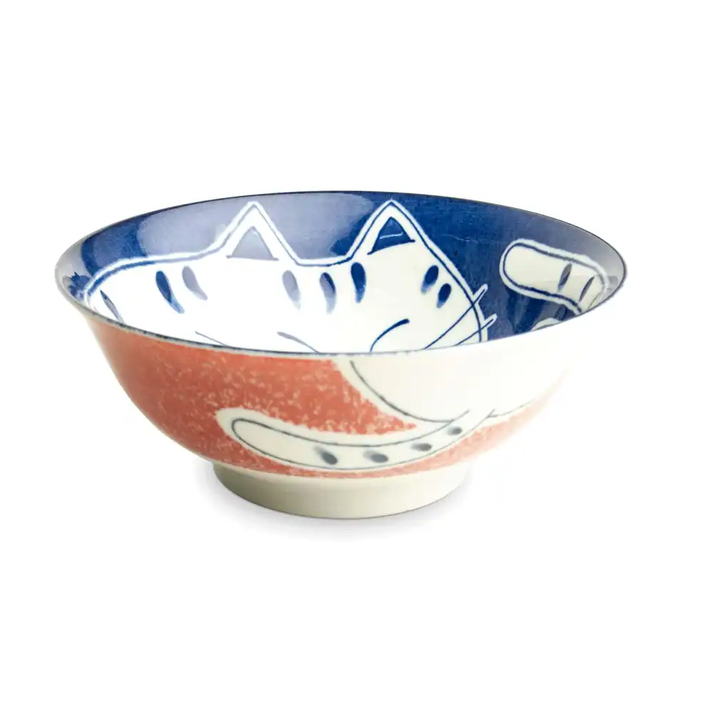 Orange Lucky Cat Japanese Ramen Bowl
