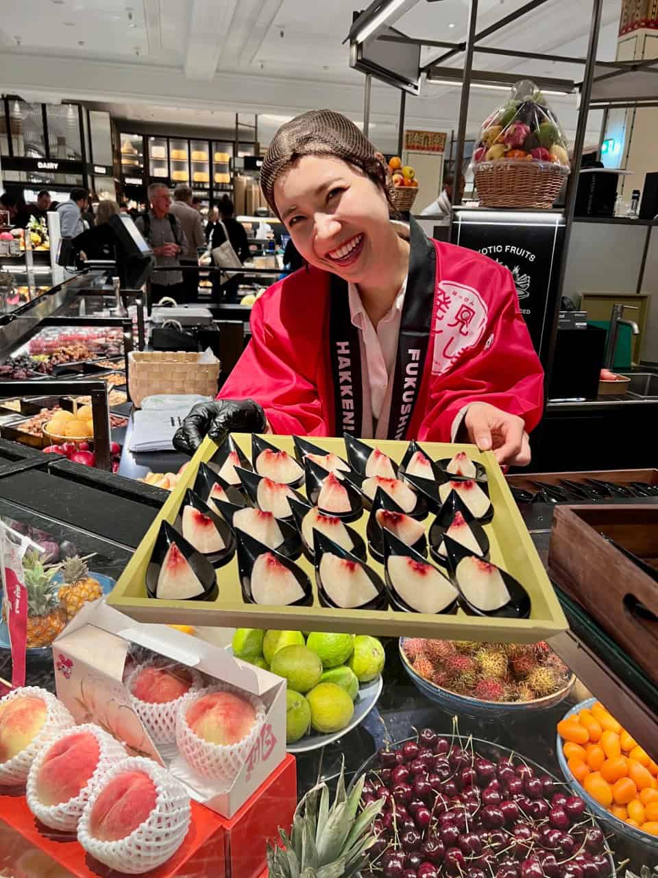 Harrods Food Hall Japanese Peach Samples