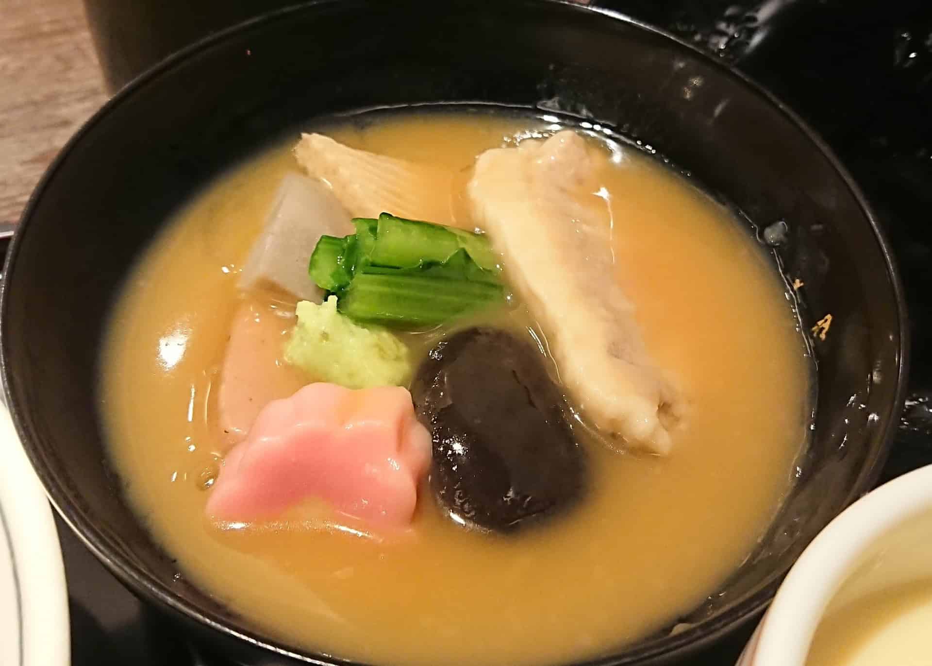 Kanazawa food jibuni, duck stew with vegetables and wheat gluten in soy-based broth