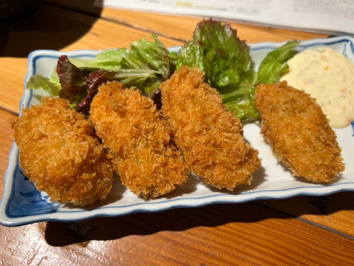 The best Hiroshima food, locally sourced oysters coated with panko breadcrumbs, deep-fried to perfection
